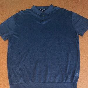 Daniel Cremieux Lg Short-Sleeve Blue 100% Linen Polo